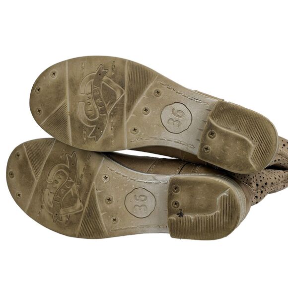 Eccellenza Donna Women's Slouchy Boot Perforated Brown Biker Leather Sz 36 Italy - Picture 6 of 9